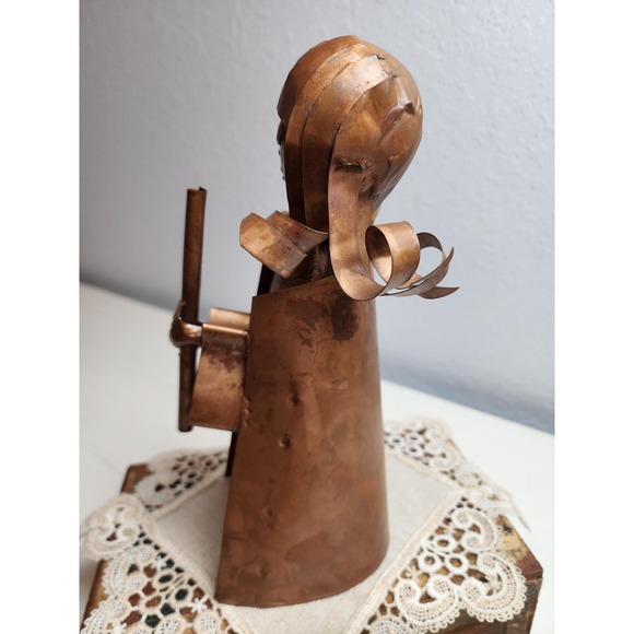 Vintage Copper Angel Playing the Flute, Christmas Decor - Picture 4 of 8